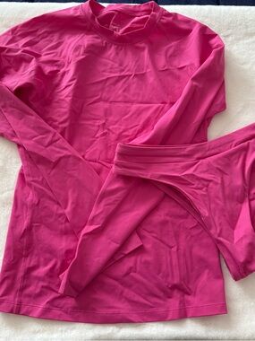 Jolyn Clothing Hot Pink Long-Sleeve Rash Guard & Swim Bottoms Set
